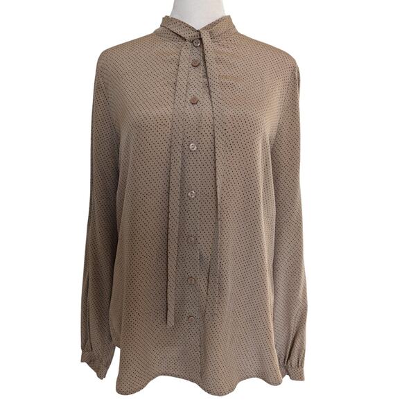 Jeunesse Claudine 100% Silk Polka Dot Button Up Blouse Medium - Picture 2 of 9